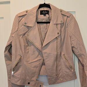 Women's Light Pink/Beige Faux Leather Jacket